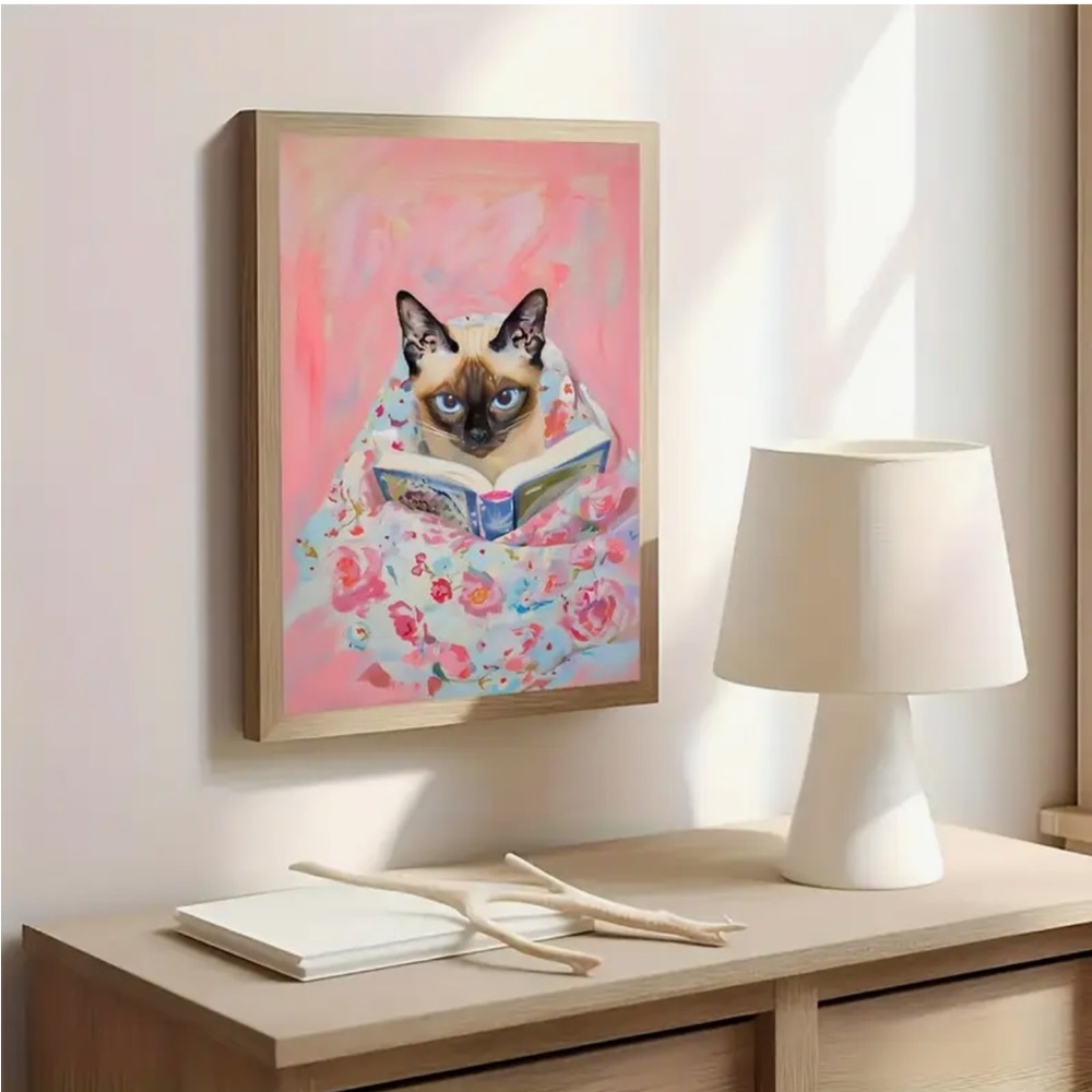 Set of 6 Cat Reading Book Canvas Posters Art Prints, Frameless (Lg) - Picture 13 of 15